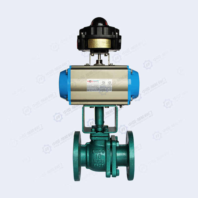 Pneumatic fluorine lined flange ball valve