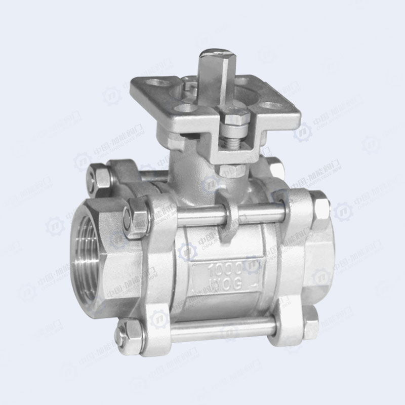 Three piece high platform threaded ball valve