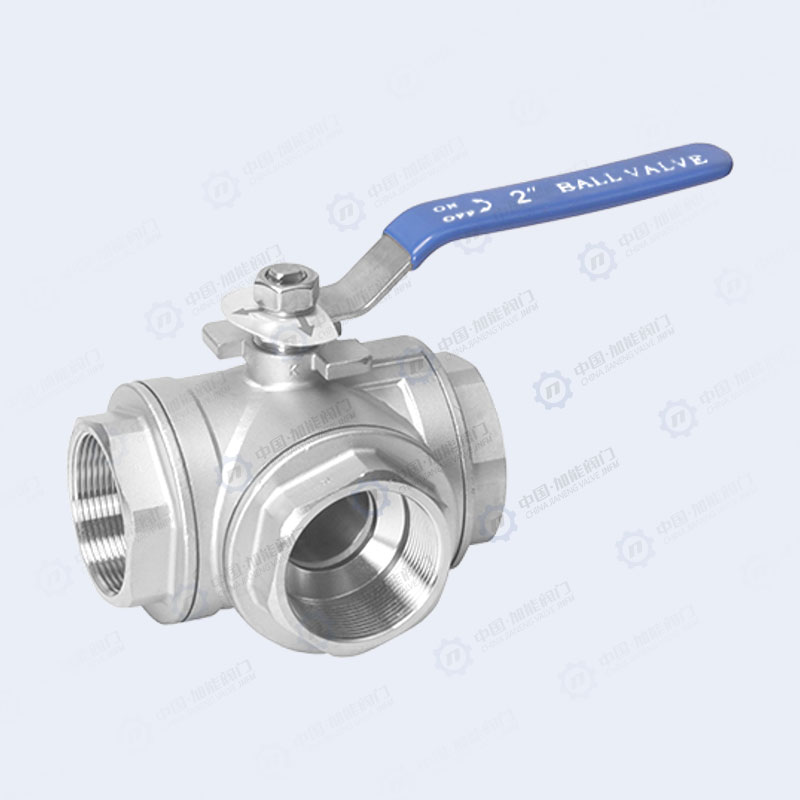 Three way threaded ball valve