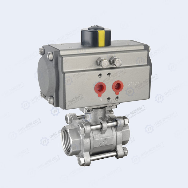 Pneumatic three-piece threaded ball valve